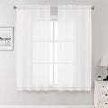 White Sheer Curtains 68 Inch Length 2 Pcs, Voile Dual Rod Pocket Living Room by Lecloud