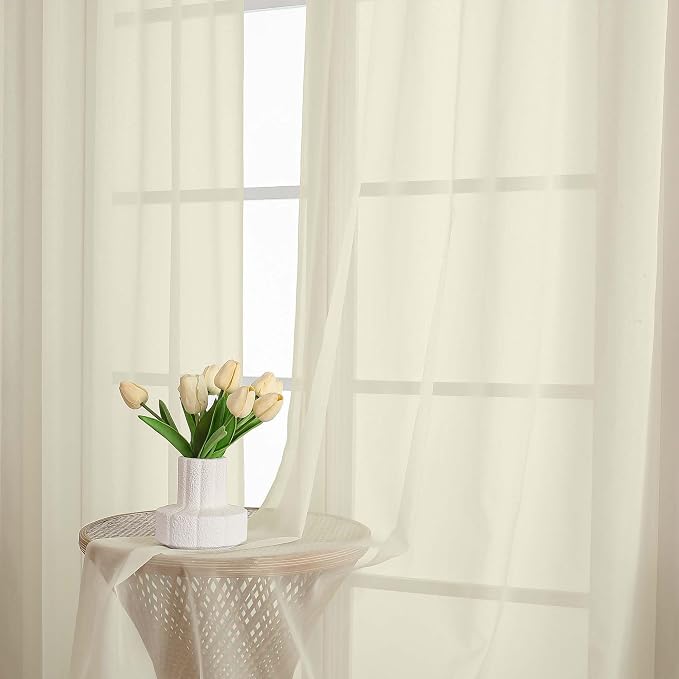 Sheer Cream Curtains 108 Inches Long - Image 6
