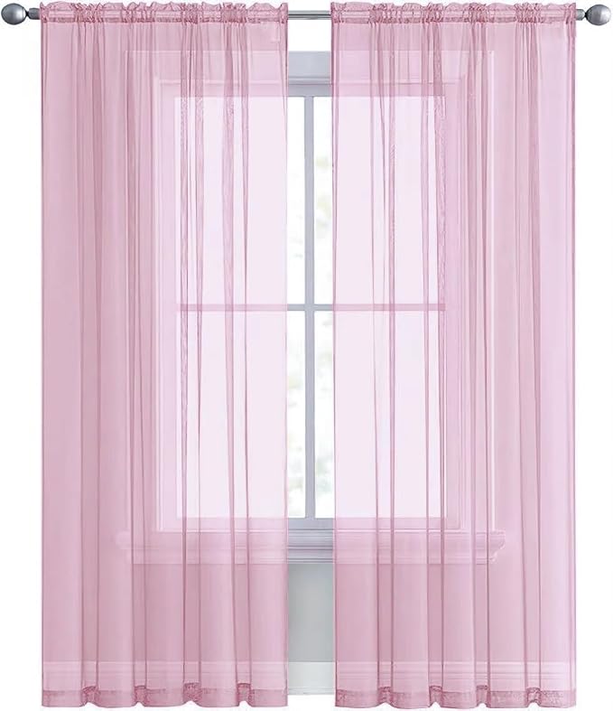 SpaceDresser Sheer Voile Window Treatment Rod Pocket Curtain Panels - Image 2