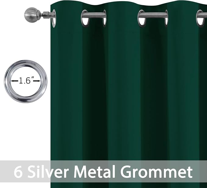 Yakamok Room Darkening Curtains 42x63 inch Length Dark Green-Living Room | 2 - Image 2