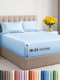 Extra Deep Twin Sheet Set - 4 Piece Breathable & Cooling Sheets - Hotel Luxury Bed Sheets Set - Easy & Secure Fit - Soft, Wrinkle Free & Comfy Sheets Set - Light Blue Sheet Set with Extra Deep Pockets