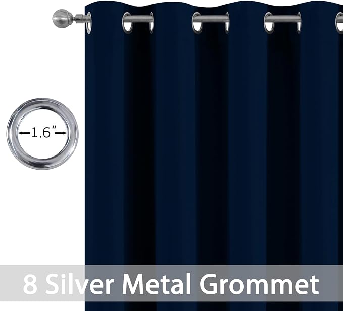 Yakamok Room Darkening Curtains 52x63 inch Length Dark Blue-Living Room | 2 - Image 2