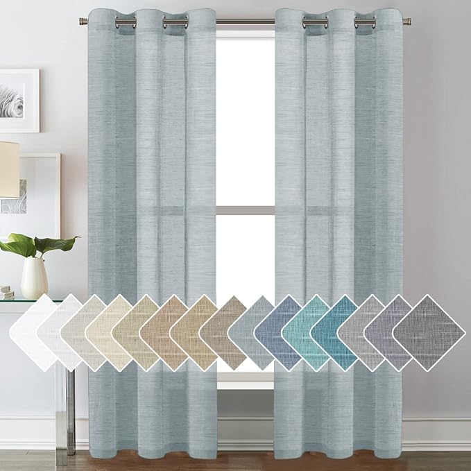 H.VERSAILTEX Linen Curtains Nickel Grommet Natural Linen Semi-Sheer Curtains 2 by HVERSAILTEX