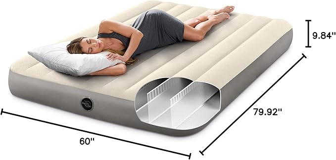 Intex Dura-Beam Standard Air Mattress, Queen, Fiber-Tech | 10in Height | 600lb Capacity | Pump Sold Separately | Pack of 3