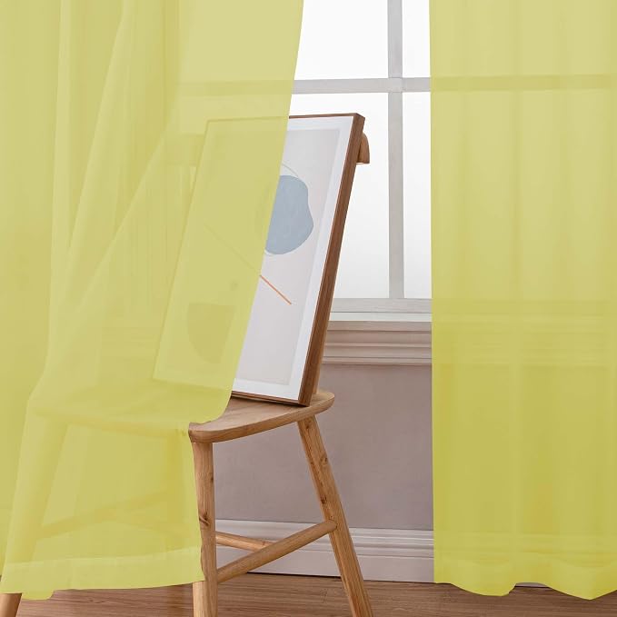Chyhomenyc Lemon Sheer Curtains 84 Inches Long - Image 2