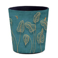 10L/2.64 Gallon Trash Can, Decorative Waste Basket, PU Leather Waste Paper Basket, Waterproof Garbage Can for Bathroom, Bedroom, Office, Kitchen and Living Room - Golden Leaves