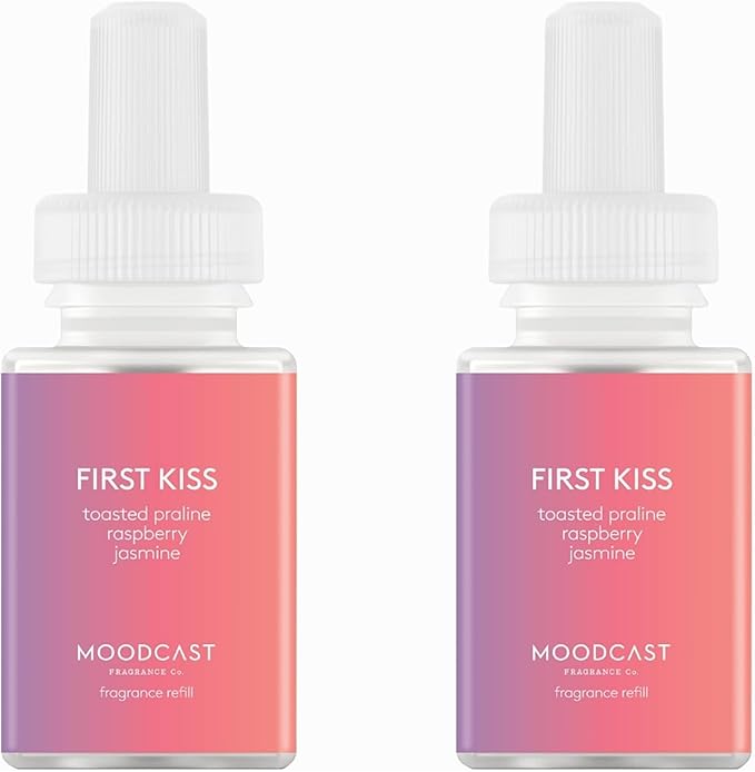 Pura & Moodcast Home Scent Refill - Smart Home Air Diffuser - Up to 120-Hours of Luxury Fragrance per Refill - Home Essential - Clean & Safe Diffuser Fragrance - 2 Pack, First Kiss