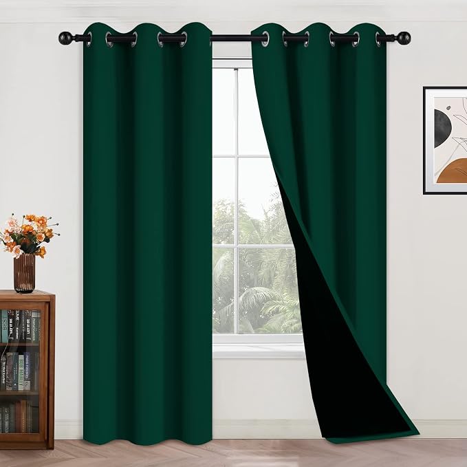 Yakamok Dark Green 100% Blackout Curtains 84 Inches Long 42" Wide 2 Panels | by Yakamok