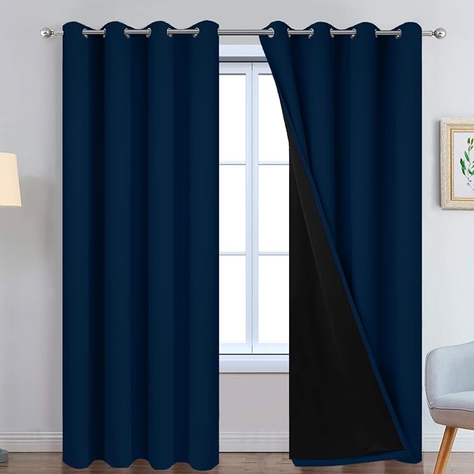 Yakamok Dark Blue 100% Blackout Curtains 96 Inches Long 52" Wide 2 Panels | by Yakamok