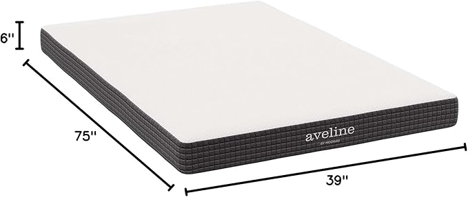 Modway Aveline Gel Infused Memory Mattress with CertiPUR-US Certified Foam, Twin, White