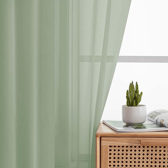 Cafe Curtains 36 Inch Length Tier 2 Pieces, Modern Soft Airy Sheer Kitchen - Image 7