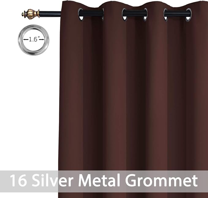 Yakamok Chocolate Brown Room Darkening Curtains 84 inch Sliding Door Drapes | 1 - Image 3