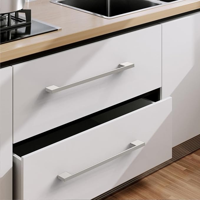 10 Pack Brushed Satin Nickel Cabinet Pulls 8.8 Inch Handles Hardware for Kitchen Cabinets Dresser Nickel Pulls