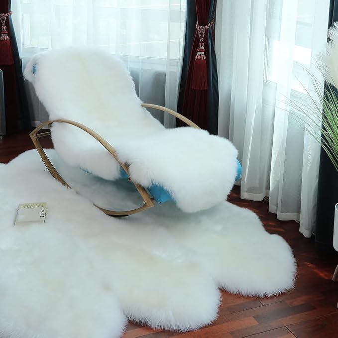 IRIWOOL Premium Genuine Fur Sheepskin Rug Real Australia Sheepskin Natural - Image 4