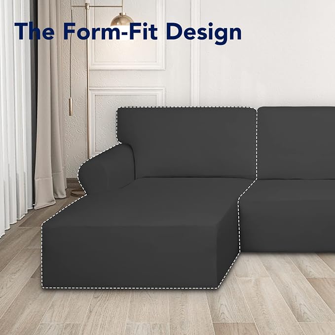 PureFit Stretch Sectional Couch Covers 2 pcs Non Slip L Shape Sofa Cover - Image 3