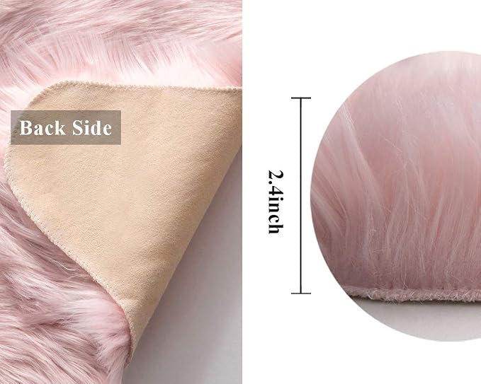 MIULEE Fluffy Area Rug 2x3 ft Faux Fur Sheepskin Rug - Image 2