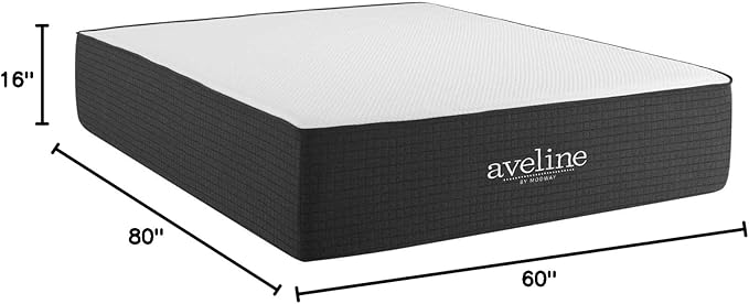 Modway Aveline 16” Gel Infused Memory Mattress with CertiPUR-US Certified Foam Queen Mattress