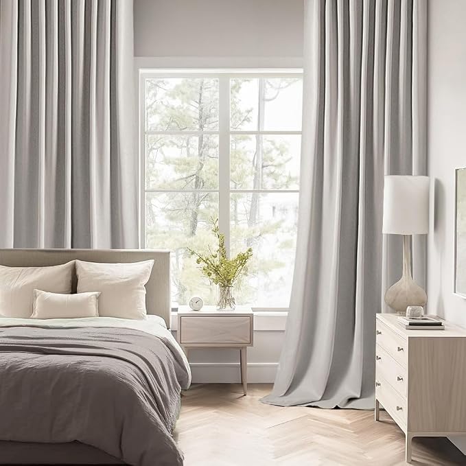 MIULEE Cobblestone Back Tab Blackout Curtains 52x108 Inch Long 2 Panels Set | - Image 3