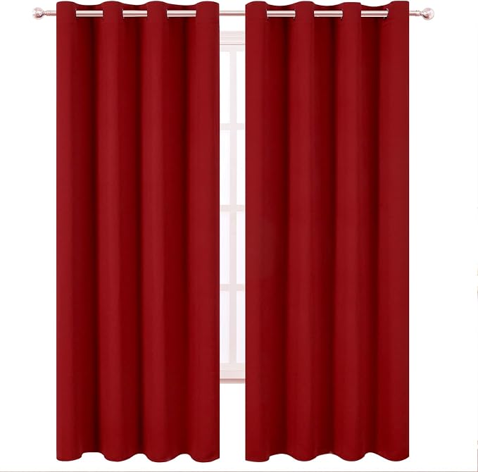 Blackout Curtains 52 x 120 Inch Long Red Curtains Set of 2 Panels Room - Image 2
