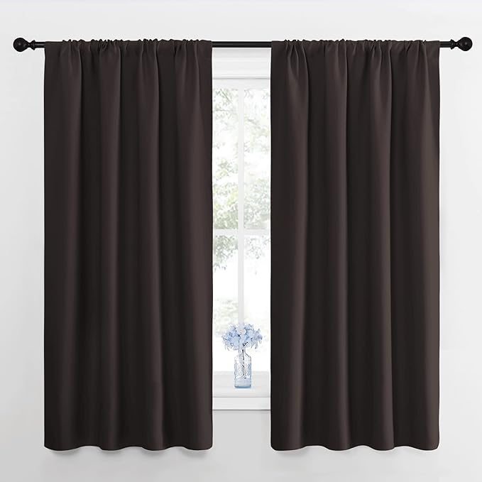 NICETOWN Window Curtains for Bedroom, Toffee Brown, 2 Panels, W42 x L48 -Inch by NICETOWN