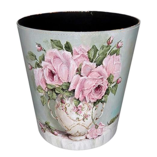 10L Wastebasket Retro Decorative Trash Can Waterproof PU Leather Wastebasket Without Lid for Kitchen, Office, Living Room, Bedroom
