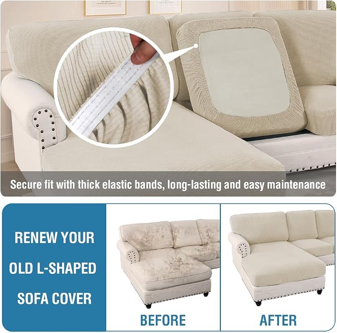 H.VERSAILTEX Sectional Couch Covers 6 Pieces Stretch Sofa Cover - Image 6