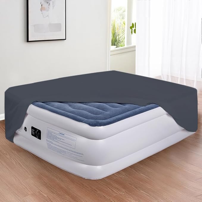 Bedecor Air Bed Sheets for Mattress Cover Removable Bed and Elastic Band Super Soft and Breathable & Deep up to 21" Black Queen