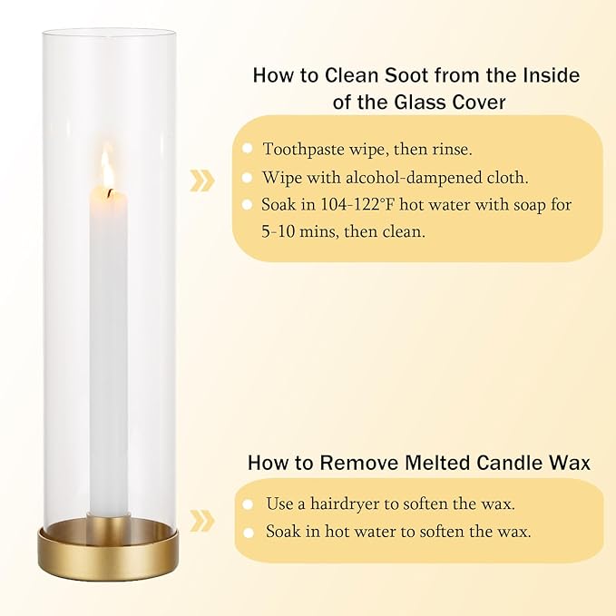 Romadedi Glass Hurricane Candle Holders Gold - 12 Inch Taper Candlestick Holder Bulk Clear Glass Cylinder Table Centerpiece Wedding Decor Party Birthday Christmas Home Decorations, Set of 6