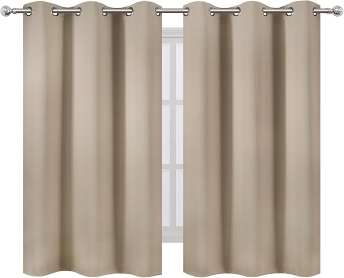 Khaki Blackout Curtains/38 x 54 Inch/Set of Two Panels Grommet Living Room - Image 2