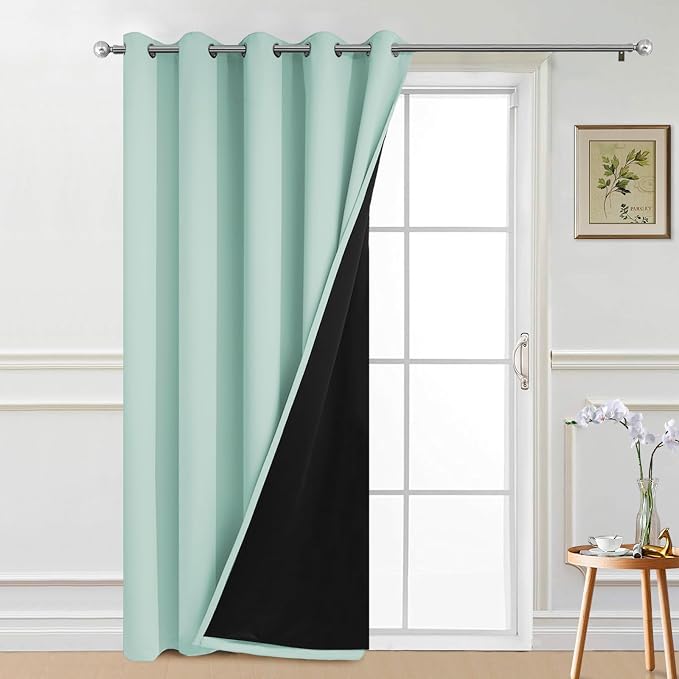 Yakamok Aqua 100% Blackout Patio Door Curtain Panels W70 x L84, 1 Panel | Noise by Yakamok
