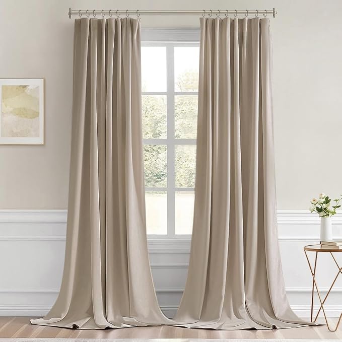 MIULEE Taupe Back Tab Blackout Curtains 52x96 Inch Long 2 Panels Set | Rod - Image 9