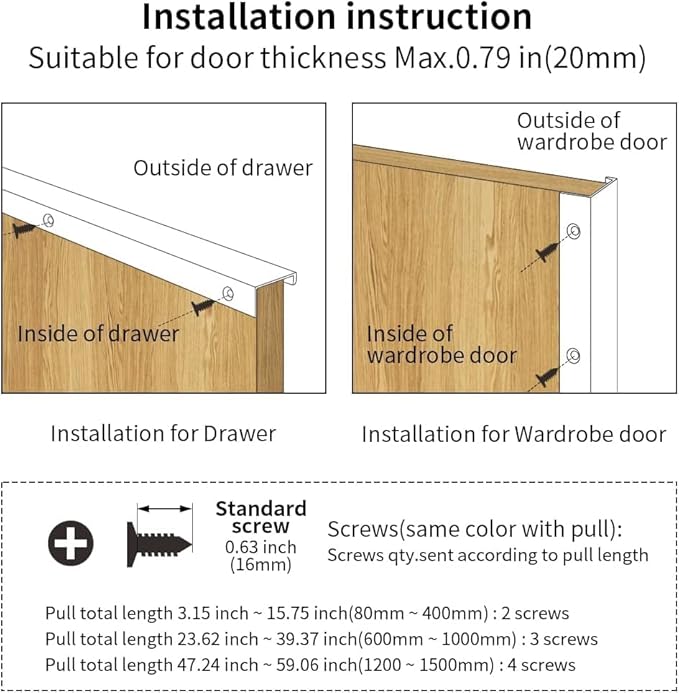 3 Pack 16" (400mm) Overall Length Overall Length Edge Finger Pull, Brushed Brass Aluminium Hidden Furniture Wardrobe Cabinet Drawer Pull Long Concealed Furniture Closet Door Handle, 3699S