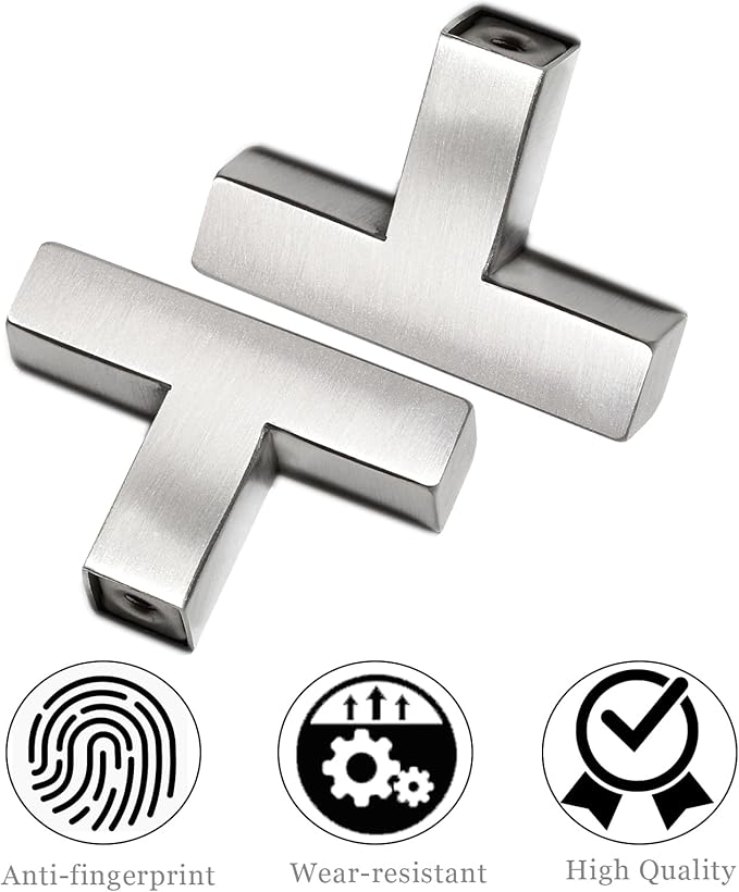 Cabinet Pulls Single Hole Cabinet Handles, 10 Pack Square Brushed Nickel Bar Cabinet Pulls Drawer Cabinet Knobs Cupboard Hardware Cabinet Handles, Stainless Steel Single Hole Cabinet Knobs