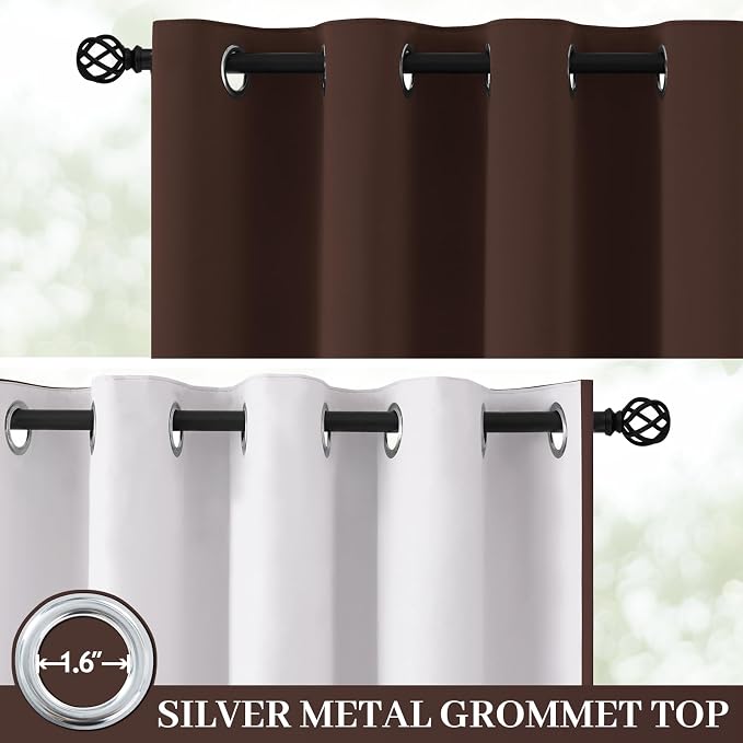Yakamok Brown 100% Blackout Curtain Panels 63 inches, 2 Panels | Blackout - Image 2