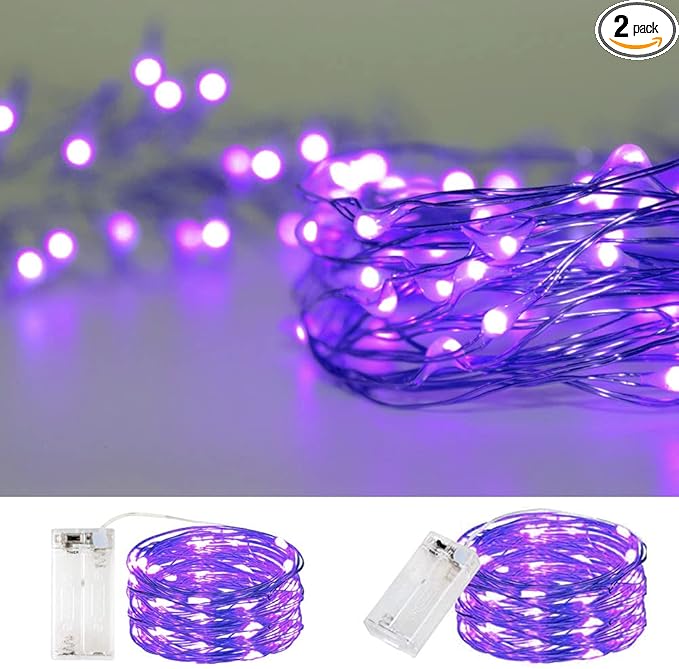 String Lights, Waterproof LED String Lights,2 Pack 20ft 60 LED Festival Decorations Crafting Battery Powered Copper Wire Starry Fairy Lights