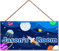 Personalized Sign Rocket Sign, Outer Space Theme Wall Art Decor For Little Man Cave Custom Name Door Plate for Kids Room Nursery Stars Art Plate For Girls Bedroom Boys Room