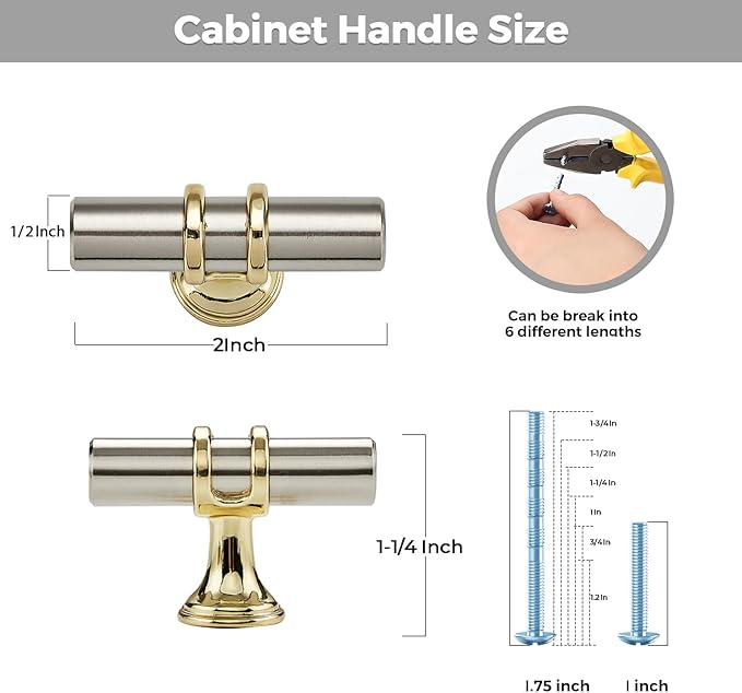 25 Pack Brushed Nickel Cabinet Knobs - Gold Kitchen Cabinet Knobs Cabinet Pulls for Kitchen Cabinet Drawer Stainless Steel Dresser Knobs for Cabinet Hardware 2in Length Single Hole