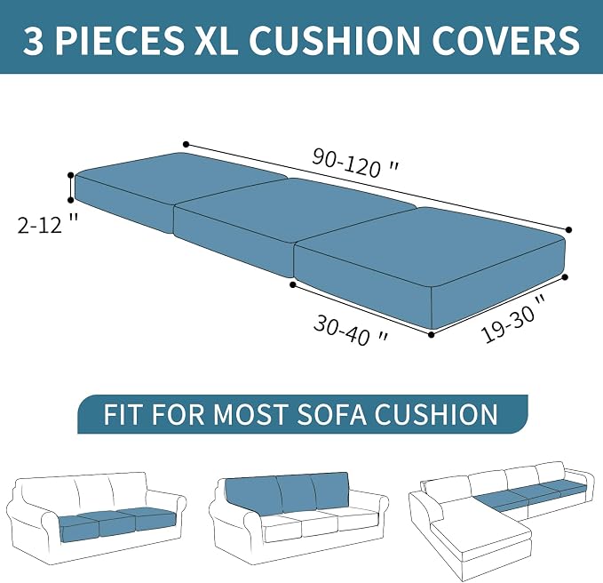 XINEAGE Large Couch Cushion Covers Seat Cushion Cover Thick Stretch Sofa - Image 3