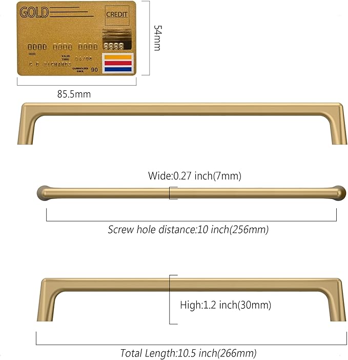 Amerdeco 10 Pack Champagne Bronze Cabinet Pulls 10 Inch(256MM) Hole Centers Kitchen Cabinet Handles Hardware Kitchen Handles for Cabinets Cupboard Handles Drawer Pulls ZH0041