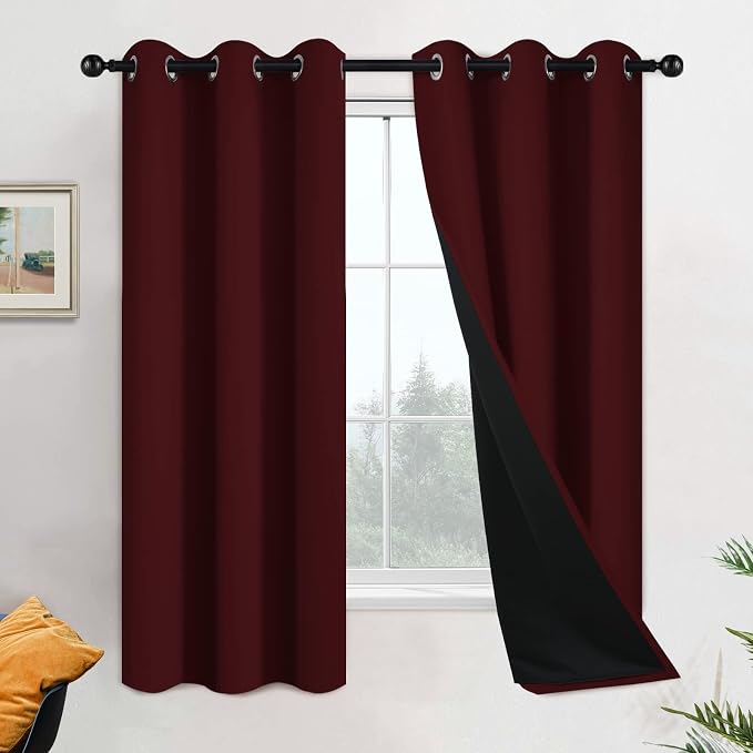 Yakamok Burgundy Red Blackout Curtains 63 Inches Long by Yakamok
