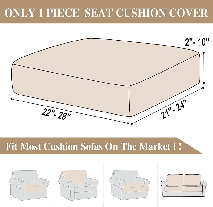 LA MEACK Couch Cushion Cover Seat Cushion Cover Stretch Armchair Cover Separate - Image 6