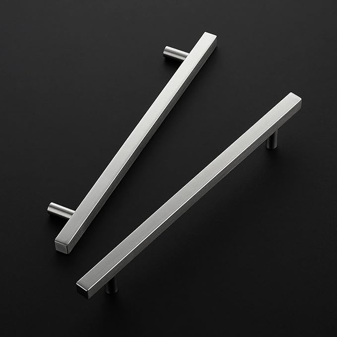 Ravinte Brushed Nickel Cabinet Handles 20 Pack 8 inch Satin Nickel Square Cabinet Pulls Silver Hardware for Kitchen Cabinets 11 inch Overall Length Stainless Steel Drawer Pulls