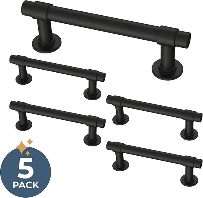 Franklin Brass - Francisco Matte Black Cabinet Handles 3 Inch (3") Hole Center Pulls | Easy Install, Durable Hardware for Kitchen Cabinet Door, Drawers, Dresser Pull, Furniture (10 Pack)