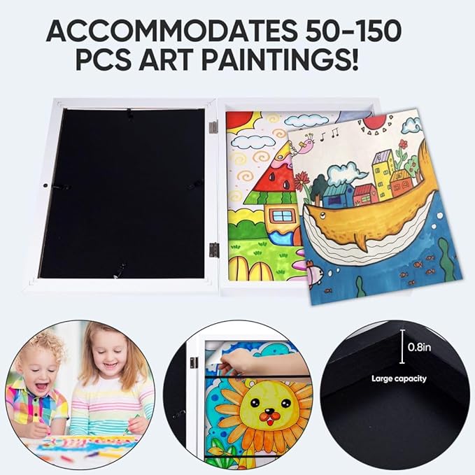 [3-Pack] Kids Artwork Frames Changeable - Kids Art Frame,Front Opening Holds 150,Children Art Projects Kids Art Frames,10x12.5 Picture Frame for Display Kid Art Work,With Storage(White)