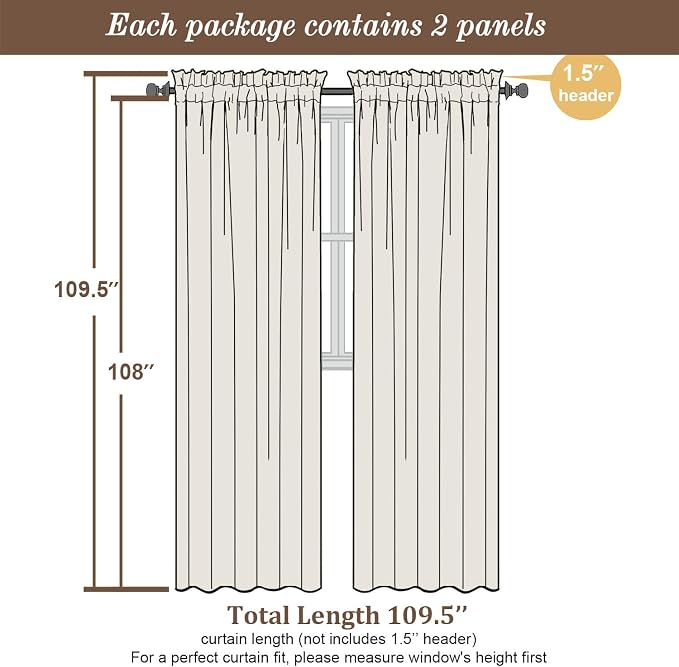 Chyhomenyc Extra Long Charcoal Grey Sheer Curtains 108 Inches Long 2 Panels - Image 3