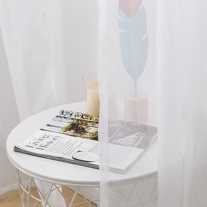 MIULEE 2 Panels White Sheer Curtains - Image 4