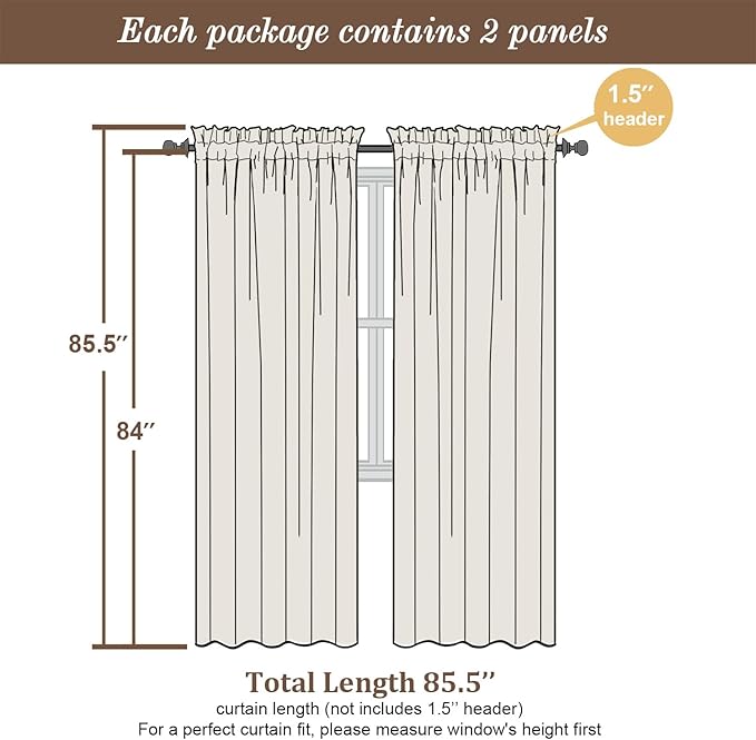 Chyhomenyc Lilac Sheer Curtains 84 Inches Long - Image 2