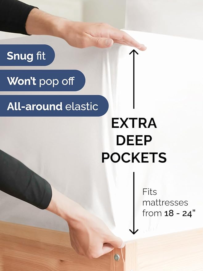 Extra Deep Twin XL Sheet Set - 4 Piece Breathable & Cooling Sheets - Hotel Luxury Bed Sheets Set - Easy Fit - Soft, Wrinkle Free & Comfy Sheets Set - Antique White Sheet Set with Extra Deep Pockets