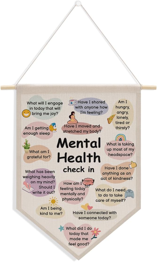 Motivational Wall Decor Classroom Decorations Mental Health Awareness Canvas Hanging Pennant Flag Banner Wall Sign Decor for Bedroom Classroom Playroom Game Room Front Door