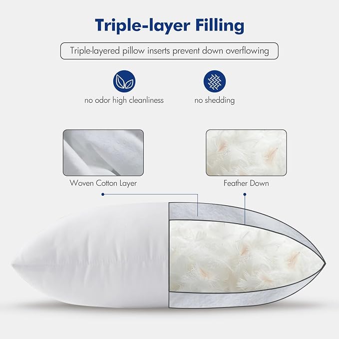 MIULEE Feather Euro Pillow Insert 24x24, Throw Pillow - Image 6